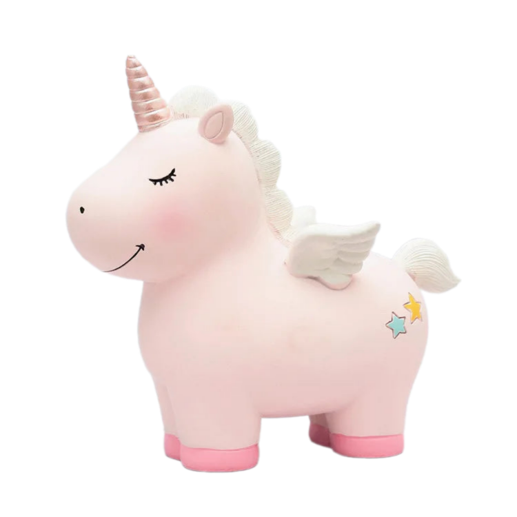 licorne tirelire rose