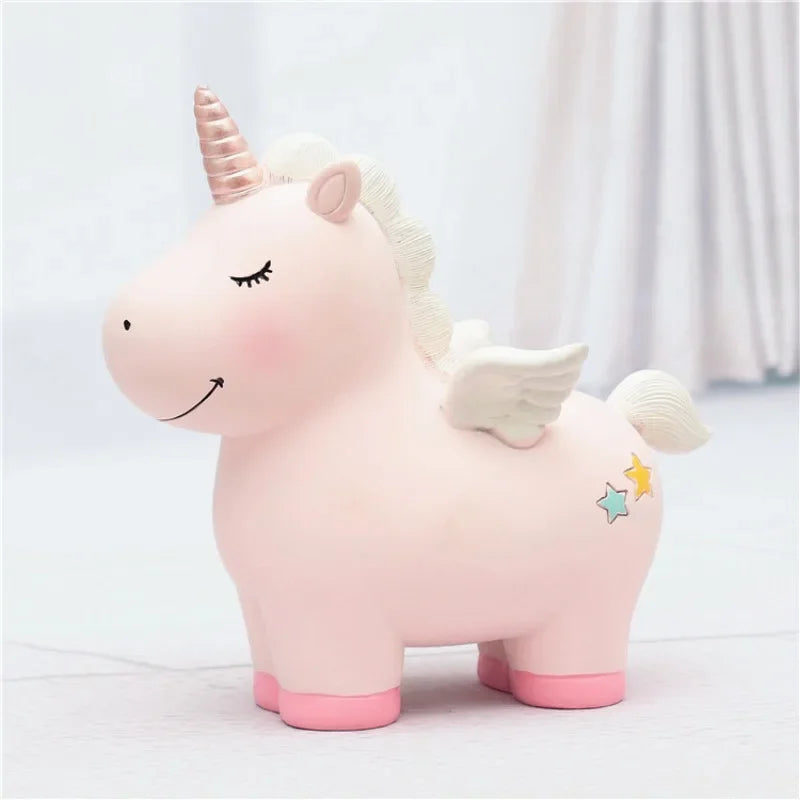 licorne tirelire rose