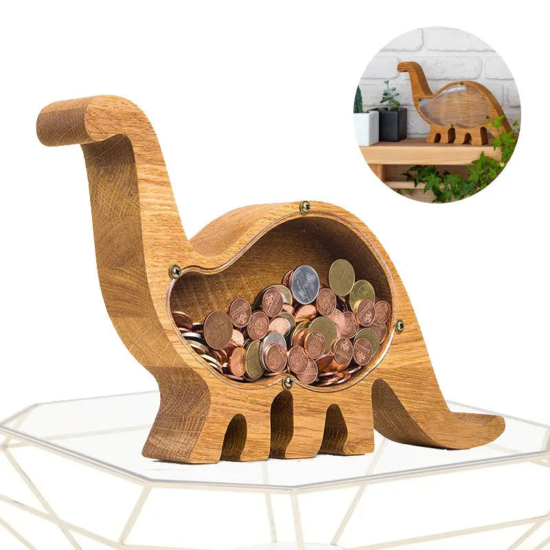 tirelire dinosaure en bois